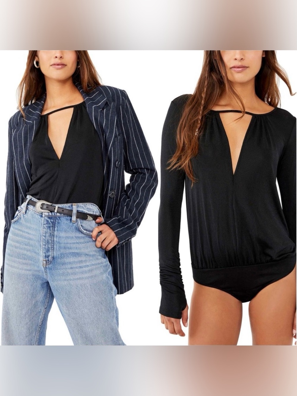 🎉HP🎉🆕 FREE PEOPLE🖤 Kaya Long Sleeve Bodysuit🖤